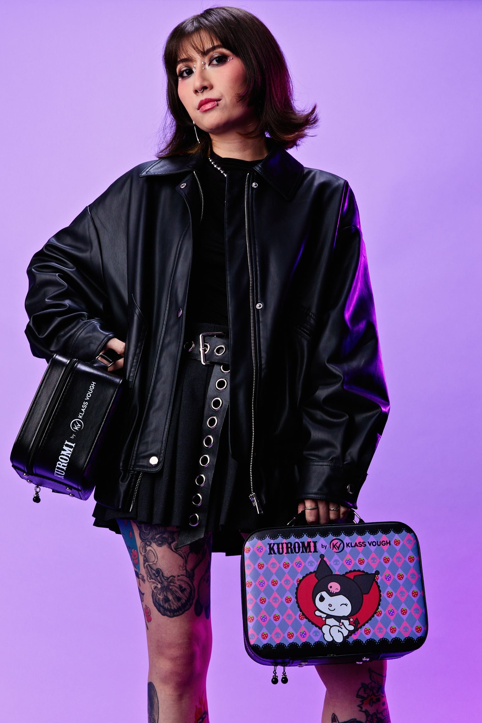 Mini Bolsa para Maquiagem Preta com Espelho by Kuromi